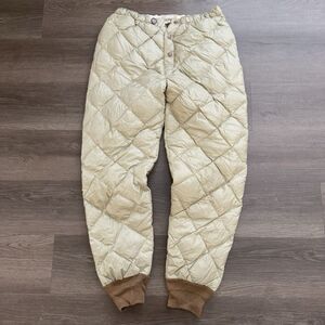 Vintage 50s Eddie Bauer Quilted Goose Down Pants Diamond Beige Men's M Rare Tag